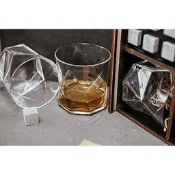 Подарунковий набір Whiskey Stones камені для віскі у дерев'яному пеналі №8 + 4 склянки Bormioli Rocco Cassiopea + щипці + мішечок - мініатюра 6