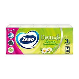 Серветки косметичні Zewa Deluxe Ромашка 3 шари 10 шт х 10 пачок (7322540098846)
