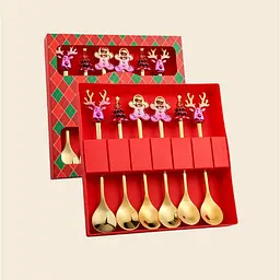 Набір чайних ложок новорічних Merry Christmas 14743 16.7 см 6 золотистий предметів