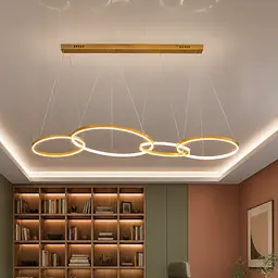 Золота лінійна LED люстра з 4 кільцями Artlight YDH2160/4GD над столом та кухонним островом