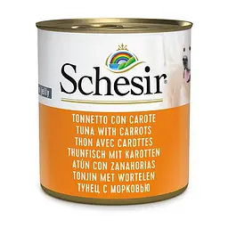 Натуральний вологий корм Schesir Tuna With Carrots Шезір тунець з морквою консерви в желе для собак 285 г (280510)