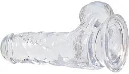 Прозорий фалоімітатор Addiction - Clear Dildo with Balls 6″, віброкуля в подарунок - мініатюра 3