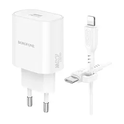 Зарядний пристрій BOROFONE BA82A Platinum USB-C PD25W + cable USB-C to Lightning White (6941991112263) - мініатюра 5