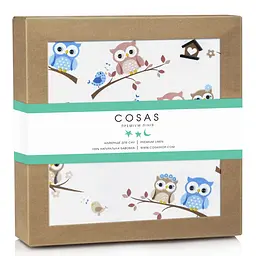 Пелюшка багаторазова Cosas непромокаюча Beige Owls 70х120 см, бежева