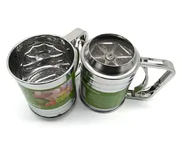 Кухоль-сито для просіювання борошна великий подвійне сито Ø 12.5 см, Kitchen Master Светло-серый 84106 - мініатюра 3