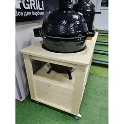 Стіл для гриля Grilli Primo Big Green Egg Kamado Joe дерев'яний з нішами (009694) - мініатюра 6