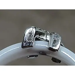 Срібне кільце Aurora з керамікою і фіанітами. С1164Б 16,5 - мініатюра 5
