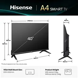 LED-телевізор Hisense 40A4Q (7134240) - мініатюра 3