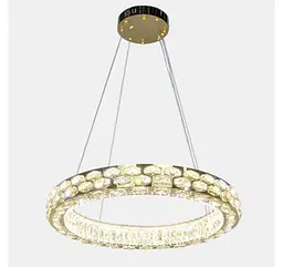 Світлодіодна люстра підвісна Artlight 8220-600GD з круглим кришталевим корпусом в золотому кольорі, 89W - мініатюра 5