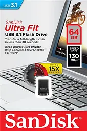 Накопичувач 64GB USB 3.1 Type-A Ultra Fit Чорний SanDisk teh0013396 - мініатюра 4