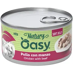 Вологий корм Oasy Cat Wet Natury для дорослих котів курка з яловичиною 85 г