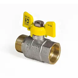 Кран кульовий Koer KR.218.G - 1" FM ГШМ Yellow, ручка "метелик" жовта KR0096 - мініатюра 3