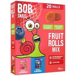 Набір натуральних фруктових цукерок Bob Snail Яблуко-Полуниця та Яблуко-Чорниця 200 г
