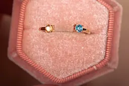 Каблучка з червоного золота з жовтим і блакитним каменем 15 K-0137 - мініатюра 4