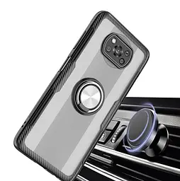 Чохол-бампер Primolux Ring Magnetic Stand для смартфона Xiaomi Poco X3 NFC Black - мініатюра 3