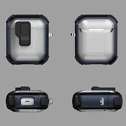 Футляр протиударний Locking Button для навушників Airpods 1/2 Blue - мініатюра 2