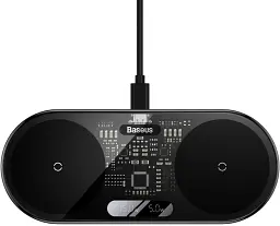 Бездротовий зарядний пристрій Baseus Digital LED Display 2in1 Wireless Charger 20W Universal version чорний