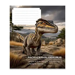 Зошит Школярик Dinosaurs 12 аркушів клітинка (012-3753K), в асортименті