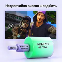 Кабель HDMI UGREEN HD140 2.1 8K 60 Гц 5 м чорний (80405) - мініатюра 4