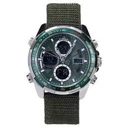Наручний годинник чоловічий NaviForce Fly Army Hook Green 2 ремінці Сріблястий (3594)