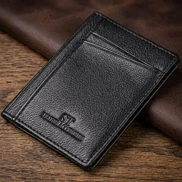 Чоловічий гаманець для карток із натуральної шкіри ST Leather 23091 чорний