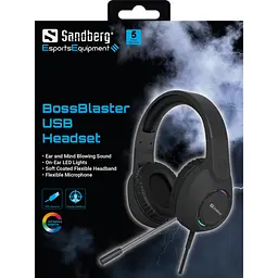 Ігрова гарнітура Sandberg BossBlaster, USB, кабель 2м, RGB, чорна - мініатюра 5
