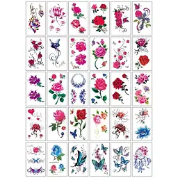 Набір тимчасових тату "Кольорові міні №3" Fresh Tattoo color-tattoo-mini-set-3-30-E30, 30 штук, розмір 9,5 х 9,5 см