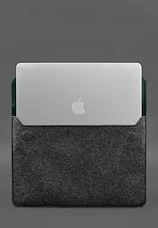 Чохол-конверт BlankNote із клапаном шкіра+фетр для MacBook 14" Зелений Crazy Horse - мініатюра 4