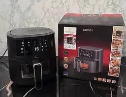 Аерофритюрниця безмасляна Crownberg CB-5551 на 5л електрична аерогриль з сенсорним керуванням 2000Вт Чорний - мініатюра 6
