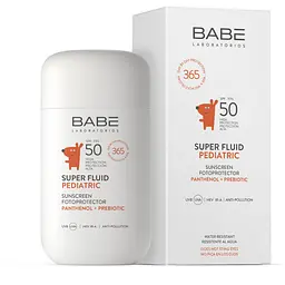 Дитячий сонцезахисний супер флюїд Babe Laboratorios Pediatric SPF 50 з пантенолом і пребіотиком 50 мл