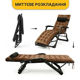 Розкладне крісло ліжко з оксамитовим матрацом LEOBRO Brown (LB-FCB-G4-BRN) - мініатюра 5