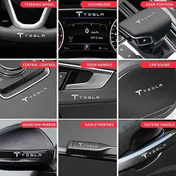 Наліпка з логотипом Tesla метал, на клейкій стрічці 1шт (універсальна) - мініатюра 3