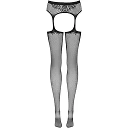 Сітчасті панчохи-стокінги з візерунком на сідницях Obsessive Garter stockings S232 S/M/L, чорні - мініатюра 6
