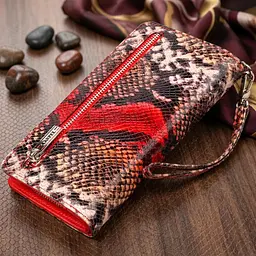 Лаковане портмоне клатч з натуральної шкіри з тисненням під змію Canpellini 21541 різнокольорове