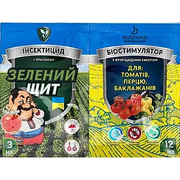 Інсектицид Агромаксі Зелений щит для томатів, перцю та баклажан 3 мл + біостимулятор 12 мл