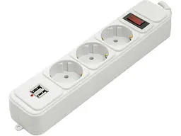 Сетевой фильтр-удлинитель PowerPlant JY-1054U/1.8 White 3 розетки, 1.8м (PPSA10M18S3U)