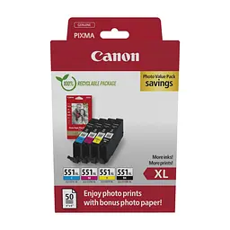 Картридж Canon CLI-551Multipack (BK,C,M,Y) XL +Paper (6443B008)