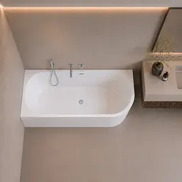Лівостороння кутова акрилова ванна VBI Nordend 150x75, біла VBI-070715L - мініатюра 3