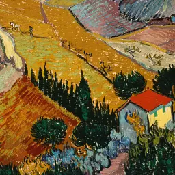 Інтер'єрна картина Пейзаж з домом і пахарем, Вінсент ван Гог, Vincent van Gogh, інтер'єрний декор, 60×80 см (id6663) - мініатюра 5
