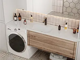 Умивальник Miraggio JESSEL 1800 (0002701) Miramarble, Глянцевий, Накладний, Білий - мініатюра 9