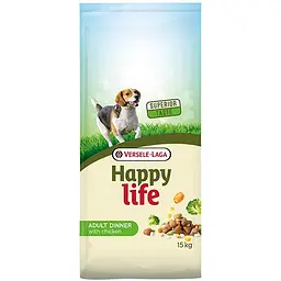 Сухий преміум корм Happy Life Adult Dinner with Chicken Хеппі Лайф Курка з овочами для собак всіх порід 15 кг (311066)