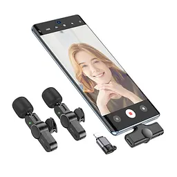 Бездротова мікрофонна система BOROFONE BFK12 Trophy lavalier dual-mic (iP/Type-C) Black (6941991106408) - мініатюра 7