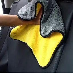 Мікрофібра для полірування авто сіро-жовтий двосторонній рушник для протирання автомобіля