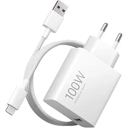 Мережевий зарядний пристрій Xiaomi Charging Combo 100 Вт + кабель USB-A — USB-C білий (BHR095VEU) [175417]