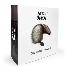 Силіконова анальна пробка Art of Sex з хвостом із натурального хутра Size M Artctic fox - мініатюра 6