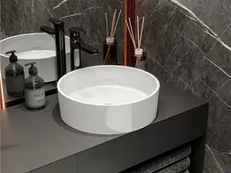Умивальник Miraggio BERGAMO (0002671) Miramarble, Глянцевий, Накладний, Білий - мініатюра 7