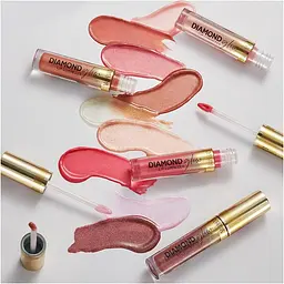 Блиск для губ водостійкий Eveline Diamond Glow 12 Gold Top Coat Lip Luminizer 4.5 мл - мініатюра 2