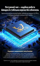 Дротовий Ethernet-адаптер UGREEN CM648 Вхідний штекер USB-C 3.1 Gen 1 та вихідний порт RJ45 Швидкість підключення до 2,5 Гбіт/с Для 2,5 Гбіт/с потрібні мережевий кабель Cat 6 або вище та підтримка 2.5G усіма пристроями тракту Для роботи потрібен USB-C-порт із передаванням даних Сумісний із Windows macOS Linux та iOS Підтримка Wake-on-LAN Алюмінієвий корпус для відведення тепла Чип RTL8156BG Вбудований кабель USB-C довжиною 15 см космічний сірий (25052) - мініатюра 9