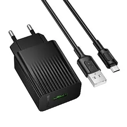Зарядний пристрій BOROFONE USB QC3.0 + cable USB to Micro 5P black (6941991122651)