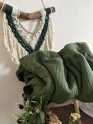 Покривало Zeintex Косичка бавовняне зелене 160х210 см - мініатюра 4